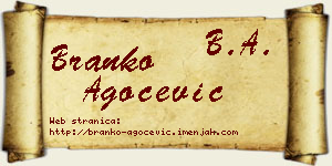 Branko Agočević vizit kartica